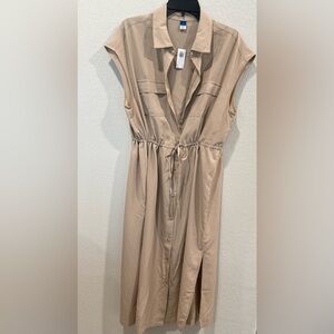 Old Navy Taupe Sleeveless Midi Dress
